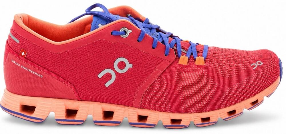 On Cloud X 2 Running/Walking Shoes Women 9.5 Red Coral Blue Athletic Sneakers